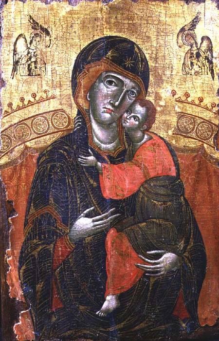 The Mother of God of Tenderness (Eleousa) enthroned, icon, Yugoslavian,from Dalmatia from Anonymous painter