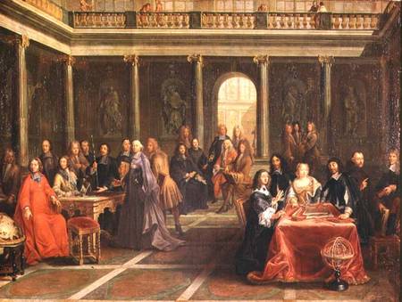 Queen Christina of Sweden (1626-89) surrounded by courtiers and men of learning from Anonymous painter