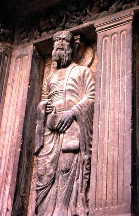 Relief sculpture of an apostle on the facade of St. Gilles Abbey from Anonymous painter
