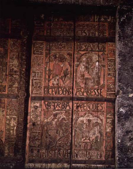 Scenes from the Infancy of Christ, with pseudo-Kufic script,doors with figures in low relief from Anonymous painter