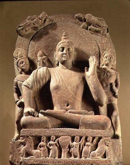 Seated Bodhisattva, carved red sandstone, Mathura,UP from Anonymous painter