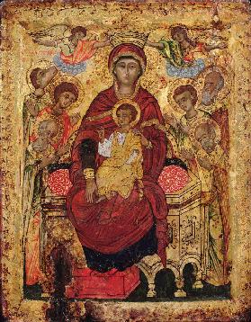 Madonna and Child enthroned with SaintsGreek Islands icon