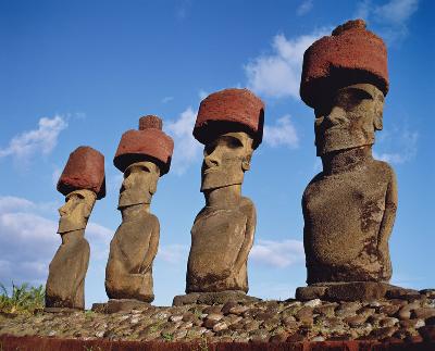 Monolithic Statues on Ahu Nau Nau at Anakena Beach