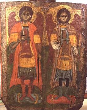 Archangels Michael and Gabriel, Byzantine icon,early period