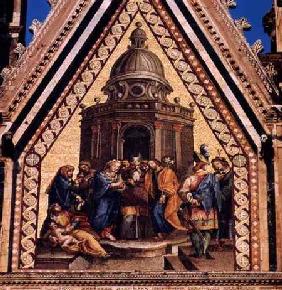 Detail from the facade of Orvieto Cathedraldepicting the Marriage of the Virgin