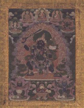 GQ121 Thangka of the fierce form of Manjushri with Bodhisattva Crown and a Third Eye
