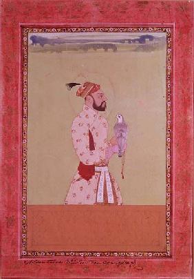 I.S.227-1950 A'zam Shahr, third son of Emperor Aurangzeb, holding a falcon, Golconda, Deccani School