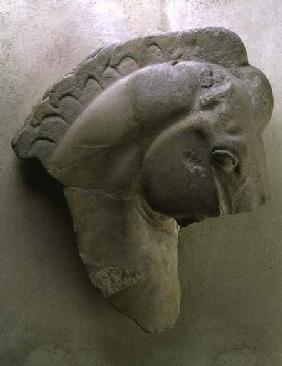 The Mares of Diomedes, detail of a horse's head from a series of metopes depicting the Labours of He
