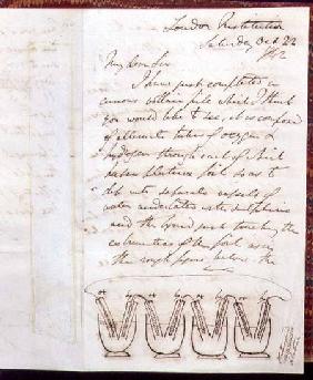RI MS F1I f.104 Letter from Sir William Grove to Michael Faraday describing and illustrating the fir