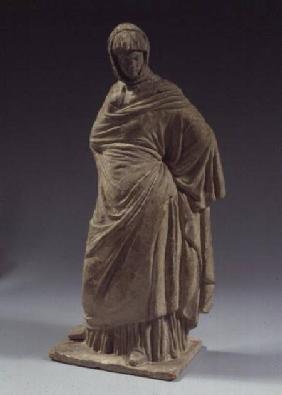 Stone female statuette, Boeotian, Tanagra,Hellenistic period