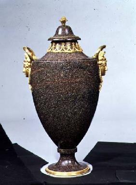 Vase-shaped porphyry urn with ormolu mountsSwedish