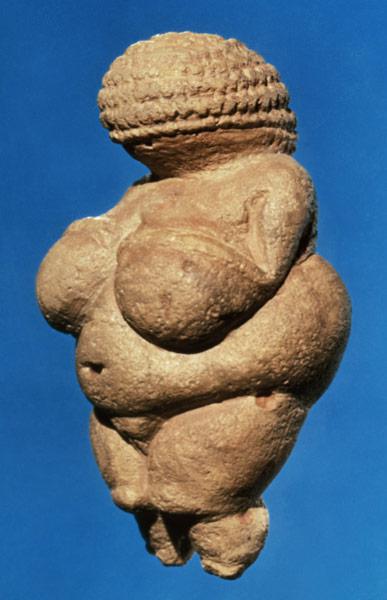 The Venus of Willendorf, side view of female figurine, Gravettian culture,Upper Palaeolithic Period