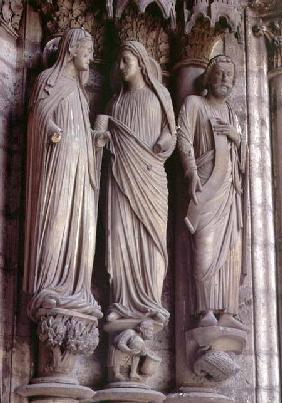 The Visitationcolumn statues from the east portal (Adoration doorway) of the north transept
