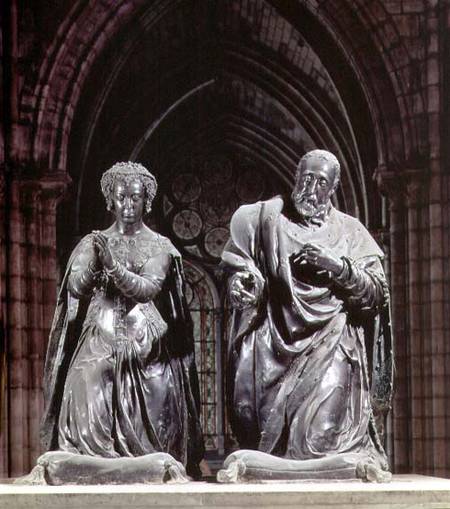 Tomb of Henri II (1519-59) and Catherine de Medici (1519-89) detail of the couple kneeling at prayer from Anonymous painter