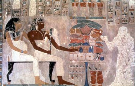 Wall painting from the tomb of Rekhmire, Thebes, depicting offerings to Rekhmire from Anonymous painter