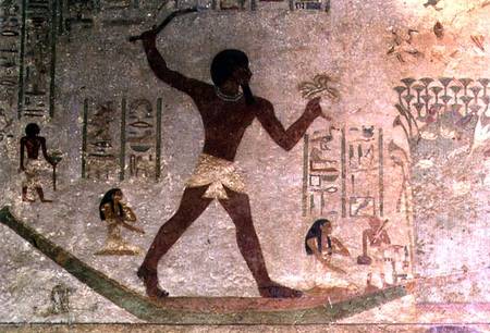 Wildfowling in the Marshes, detail from a wall painting in the tomb of Khnumhotep III, Egyptian,Old from Anonymous painter
