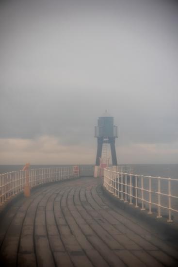 Whitby Harbour West Lighthouse in Mist