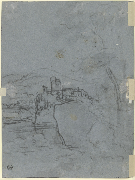 Burg auf einem Felssporn an einem Gewässer from Anthonie Waterloo
