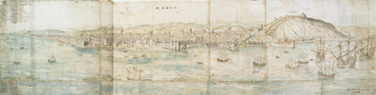Malaga (pen and ink and w/c on paper) from Anthonis van den Wyngaerde