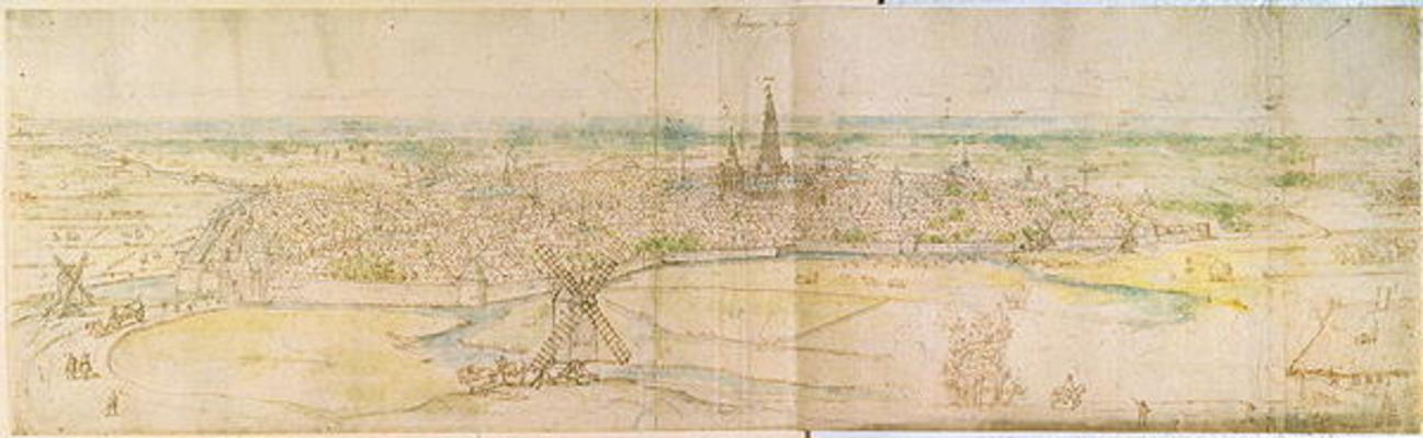 Panoramic View of S'Hertogenbosch, c.1545-50 (pen & ink with w/c over chalk) from Anthonis van den Wyngaerde