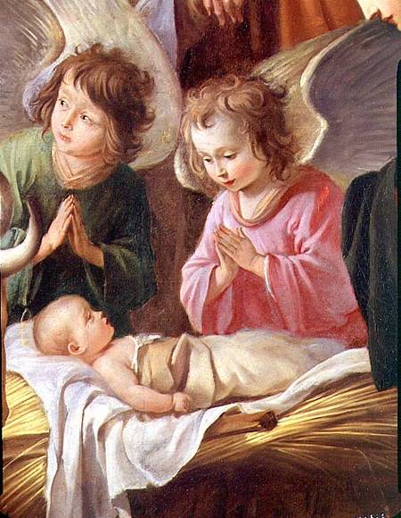 Adoration of the Shepherds, detail of the Angels and Child from Antoine and Louis  & Mathieu Le Nain