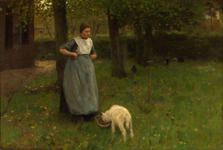 Woman from Laren with lamb from Anton Mauve