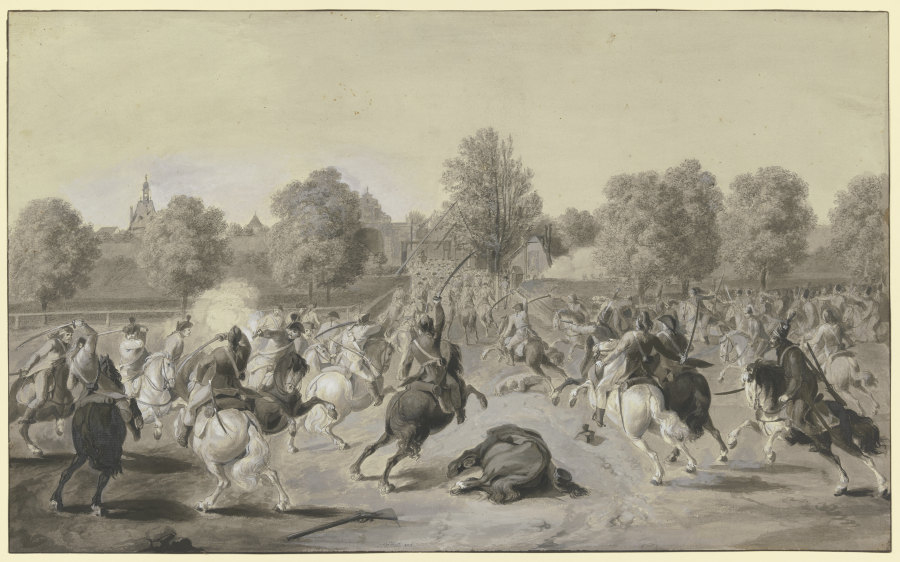 Attacke der französischen Cavallerie auf die Stadt Frankfurt am Main im April 1797 from Anton Radl