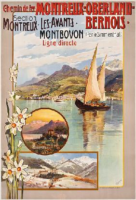 Poster advertising Montreux-Oberland-Bernois train journeys