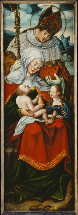 St Anne, the Virgin and Child with a Bishop Saint left wing of an altarpiece from Anton Woensam von Worms
