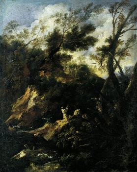 Landscape with Two Praying Monks