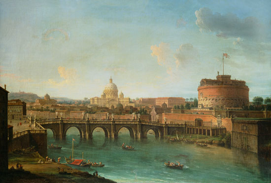 View of Rome with the Tiber, the angel castle and piece of Peter from Antonio Joli