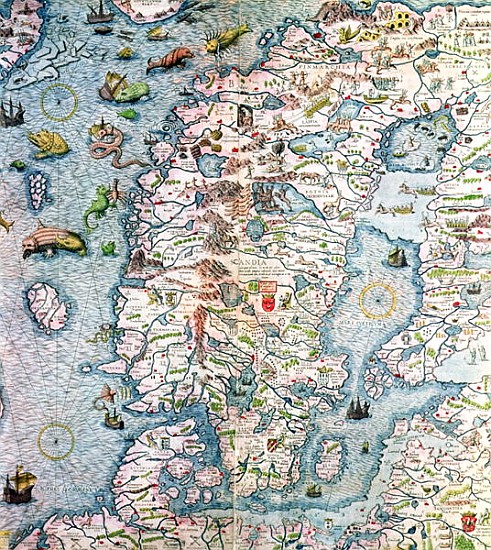 Scandinavia, detail from the Carta Marina da Olaus Magnus from Antonio Lafreri