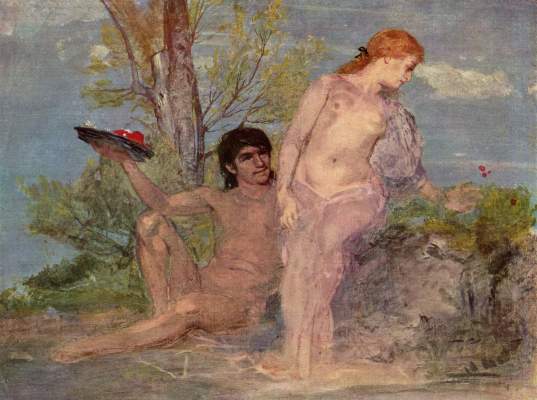 Lovers before bushes from Arnold Böcklin