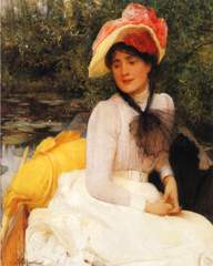 Young girl in the small boat from Arthur Hacker