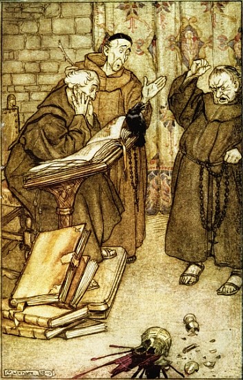 Illustration of ''The Jackdaw of Rheims'', from ''The Ingoldsby Legends, written Richard Harris Barh from Arthur Rackham