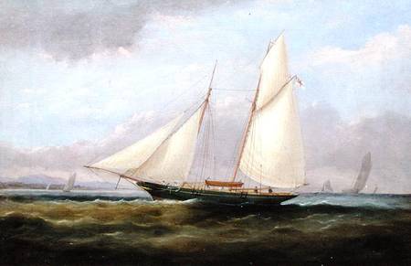 A Schooner Yacht under Easy Sail, with her Foresail Lowered from Arthur Wellington Fowles