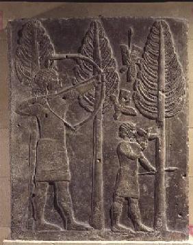 Relief depicting the hunting of birds in the woods, from the Palace of Sargon II at Khorsabad, Iraq