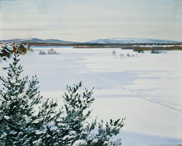 Sunny winter landscape (Sweden) from August Hagborg