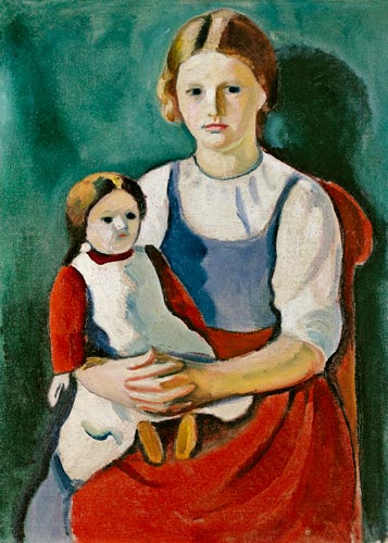 Fair-haired girl with doll from August Macke