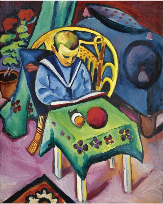 Boy with book and toys from August Macke
