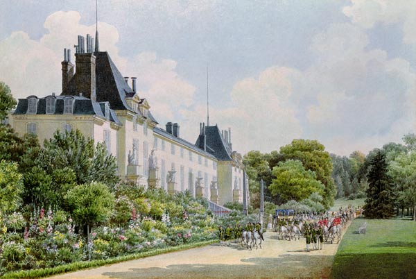 View of the Garden Facade of the Chateau, from a collection of twelve 'Views of the Malmaison'  on from Auguste Simon Garneray