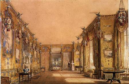 Interior of the Yellow Drawing Room at Brighton Pavilion from Augustus Charles Pugin
