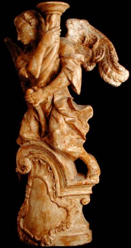 0ne of a pair of carved angel candlesticks from Austrian School