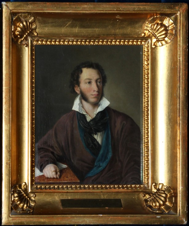 Portrait of the author Alexander S. Pushkin (1799-1837) Copy after V. Tropinin from Awdotja Petrowna Jelagina