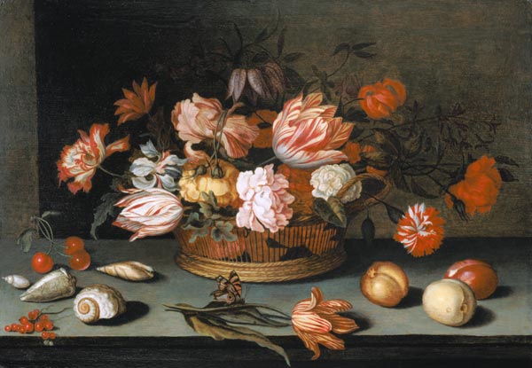 Quiet life with flowers, fruits, mussels and butterfly from Balthasar van der Ast