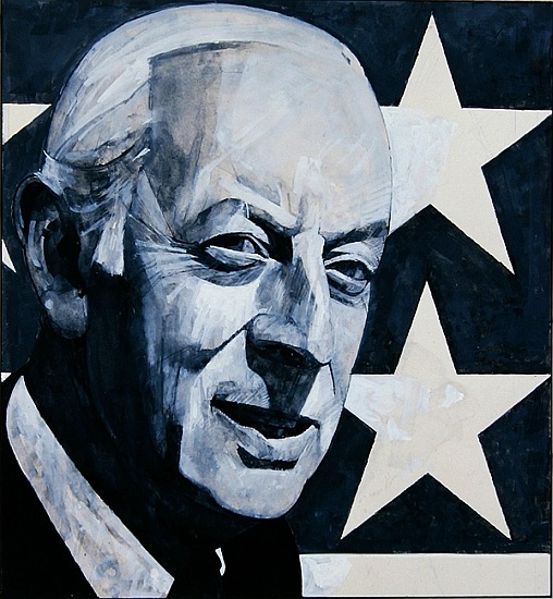 Portrait of Alistair Cooke, illustration for The Listener, 1970s from Barry  Fantoni