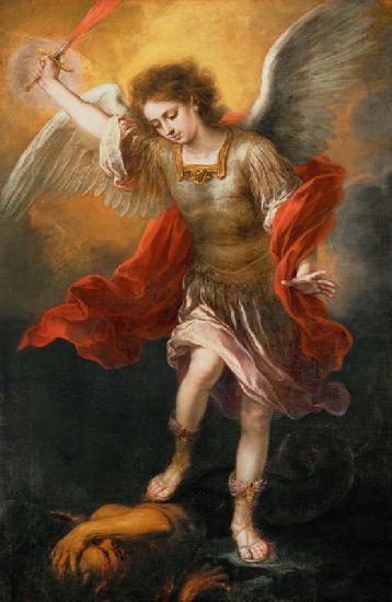 Saint Michael banishes the devil to the abyss