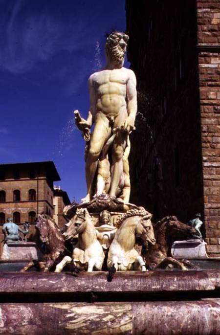The Fountain of Neptune, detail of the figure of Neptune and seahorses from Bartolomeo Ammannati