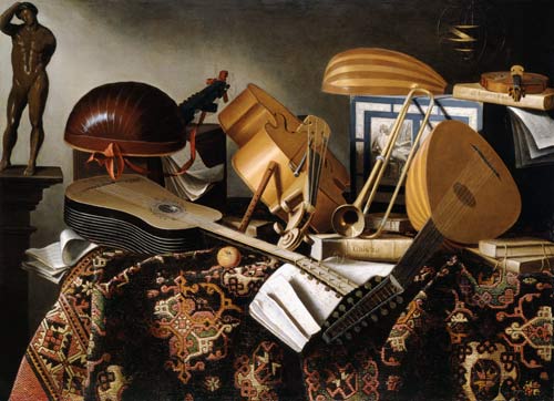 Musical instruments, sheets of music and books from Bartolomeo Bettera