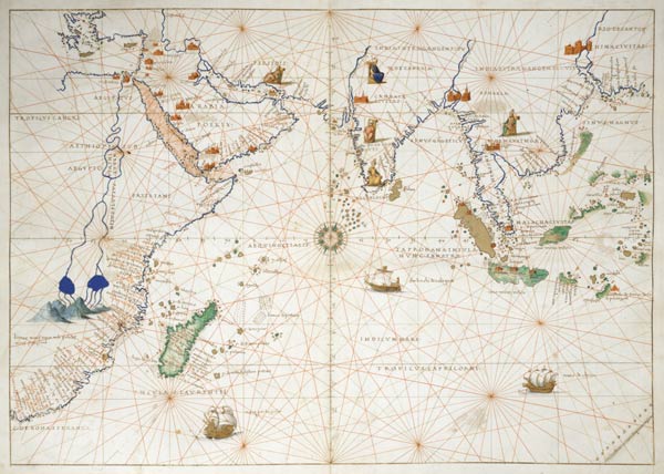 The Indian Ocean, from an Atlas of the World in 33 Maps, Venice, 1st September 1553(see also 330956) from Battista Agnese